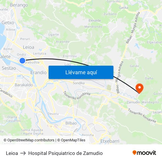 Leioa to Hospital Psiquiatrico de Zamudio map