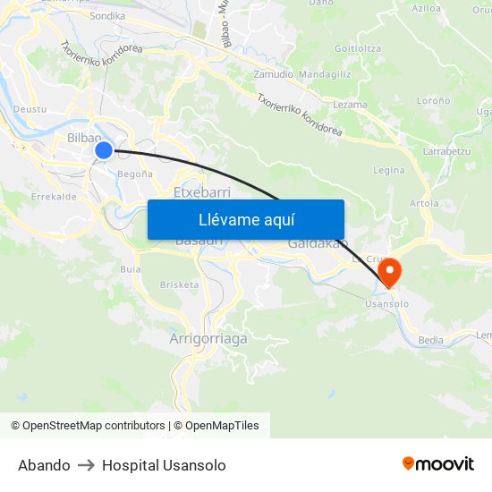 Abando to Hospital Usansolo map