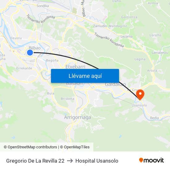 Gregorio De La Revilla 22 to Hospital Usansolo map