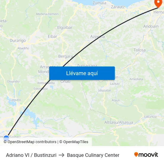 Adriano VI / Bustinzuri to Basque Culinary Center map