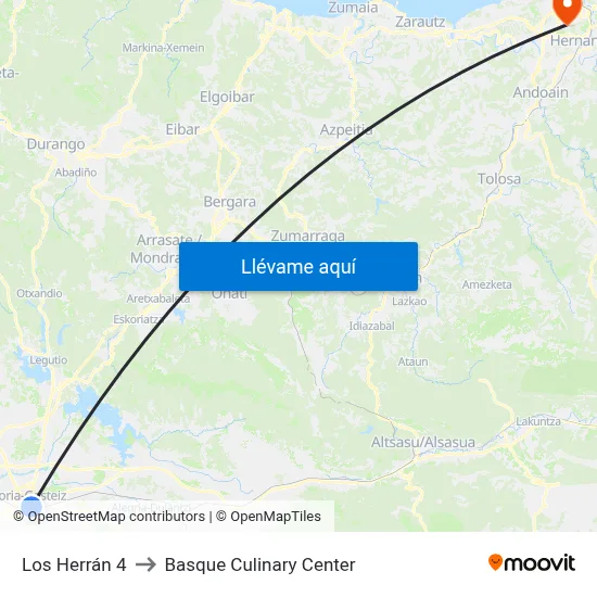 Los Herrán 4 to Basque Culinary Center map