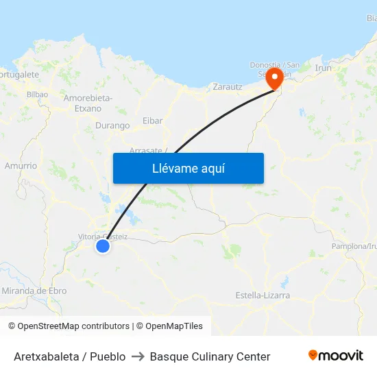 Aretxabaleta / Pueblo to Basque Culinary Center map