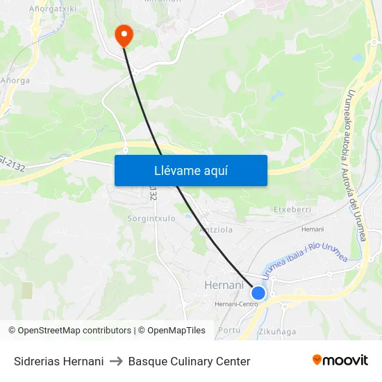 Sidrerias Hernani to Basque Culinary Center map