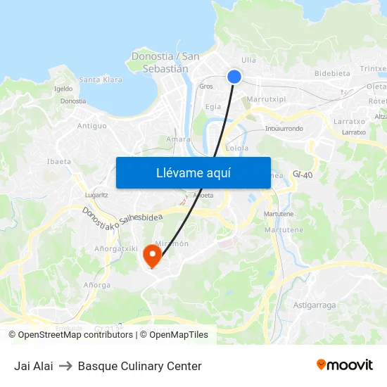 Jai Alai to Basque Culinary Center map