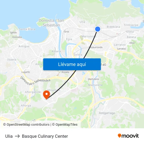 Ulia to Basque Culinary Center map