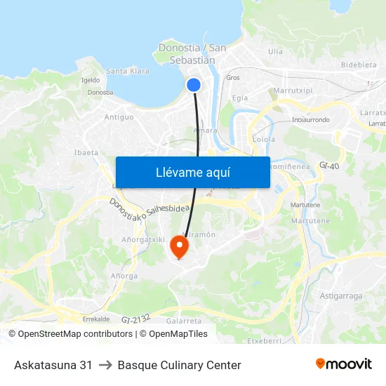 Askatasuna 31 to Basque Culinary Center map