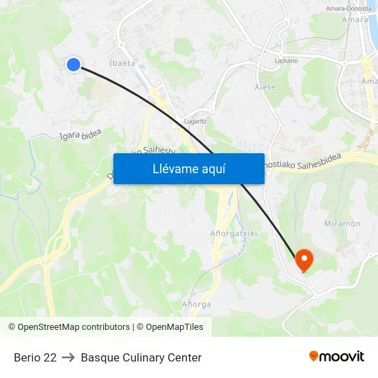 Berio 22 to Basque Culinary Center map