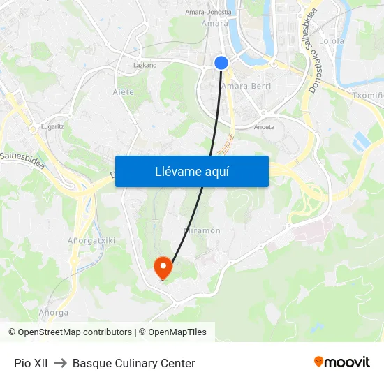 Pio XII to Basque Culinary Center map