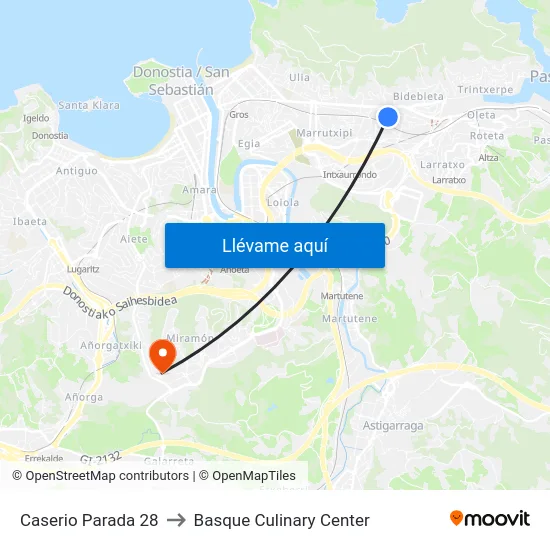 Caserio Parada 28 to Basque Culinary Center map