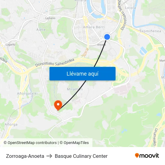 Zorroaga-Anoeta to Basque Culinary Center map