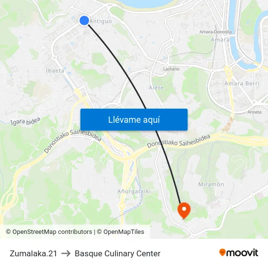 Zumalaka.21 to Basque Culinary Center map
