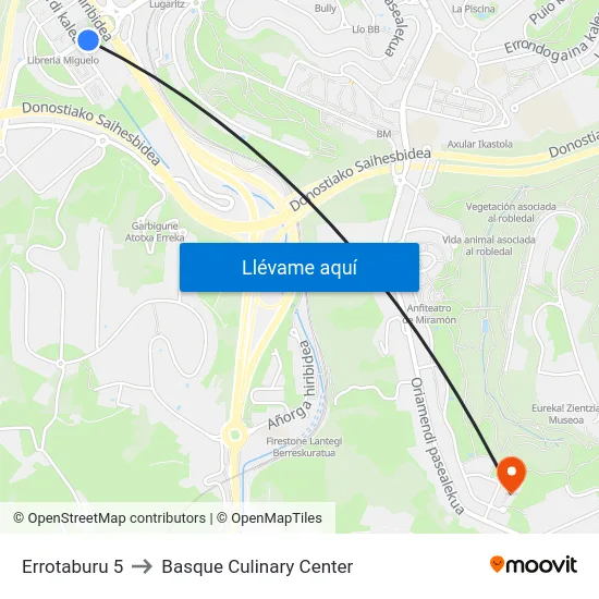 Errotaburu 5 to Basque Culinary Center map