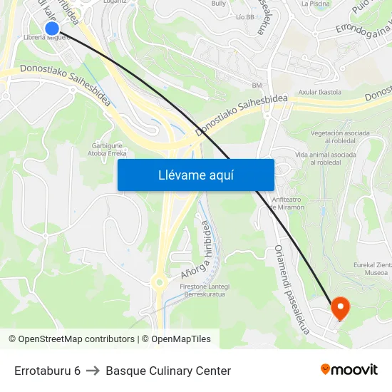 Errotaburu 6 to Basque Culinary Center map