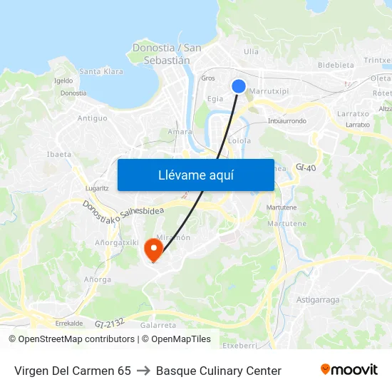 Virgen Del Carmen 65 to Basque Culinary Center map