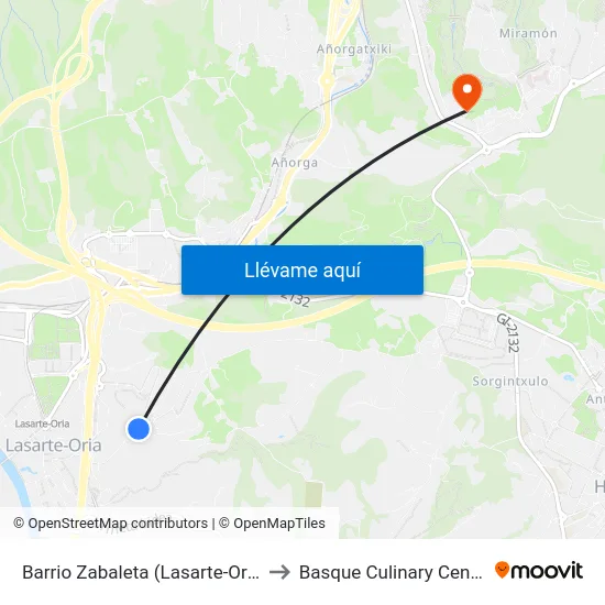 Barrio Zabaleta (Lasarte-Oria) to Basque Culinary Center map