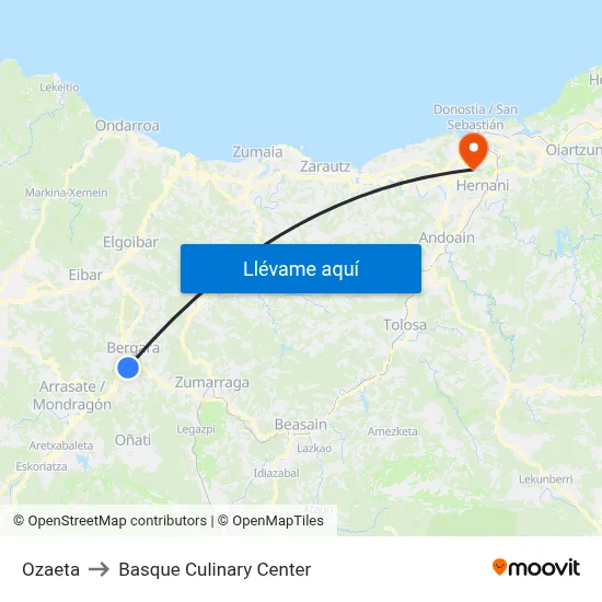 Ozaeta to Basque Culinary Center map