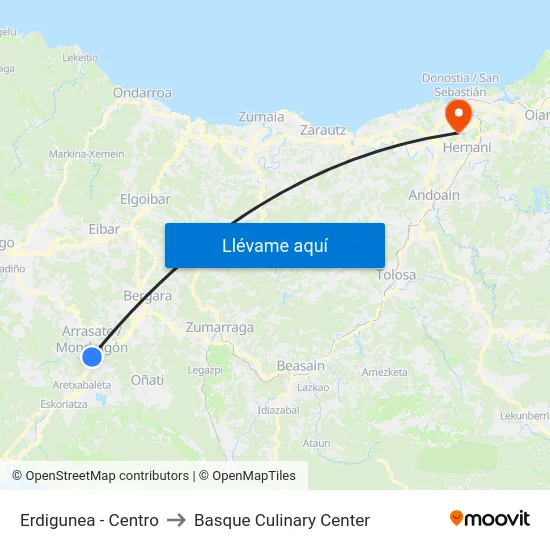 Erdigunea - Centro to Basque Culinary Center map