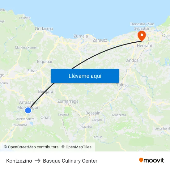 Kontzezino to Basque Culinary Center map