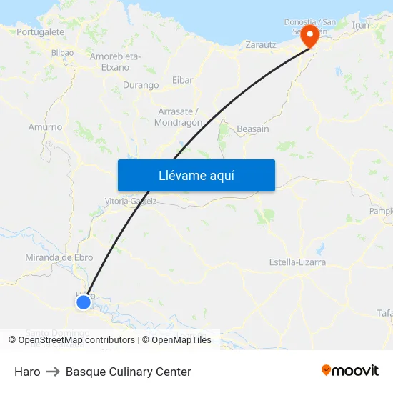 Haro to Basque Culinary Center map