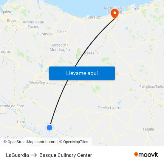 LaGuardia to Basque Culinary Center map