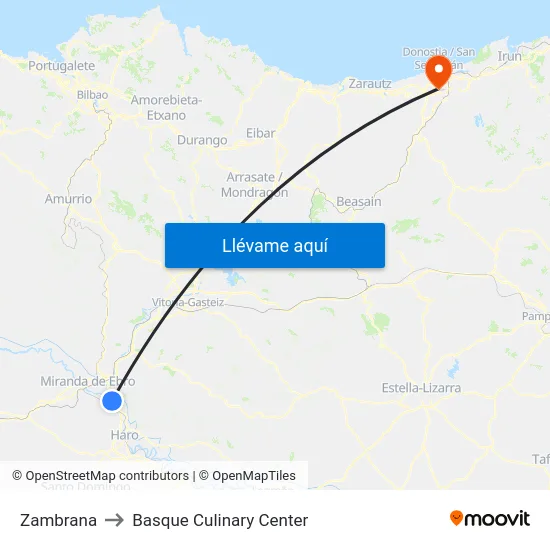 Zambrana to Basque Culinary Center map
