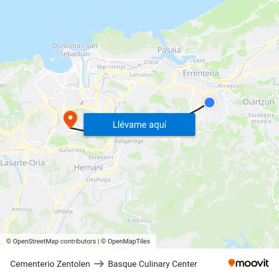 Cementerio Zentolen to Basque Culinary Center map