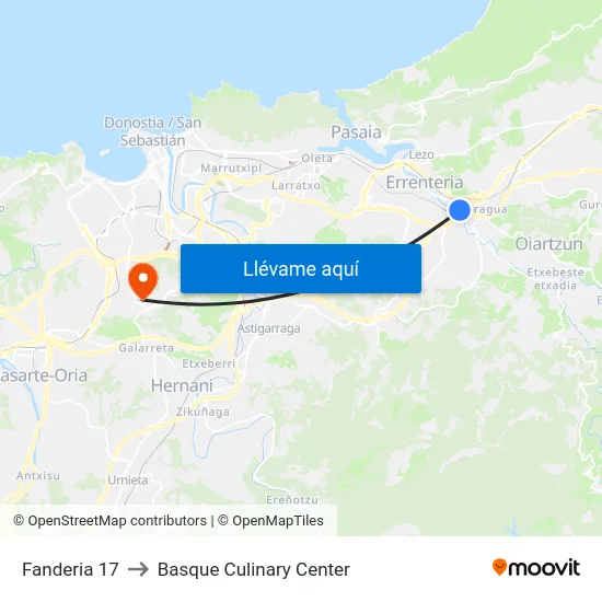 Fanderia 17 to Basque Culinary Center map