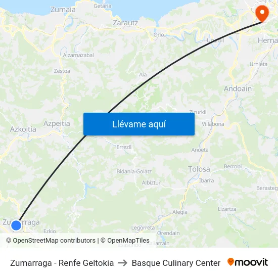 Zumarraga - Renfe Geltokia to Basque Culinary Center map