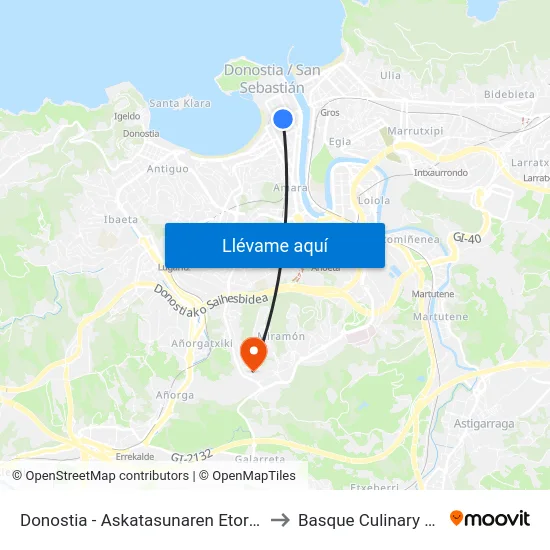 Donostia - Askatasunaren Etorbidea, 24 to Basque Culinary Center map