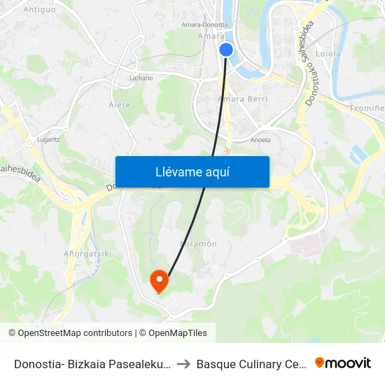 Donostia- Bizkaia Pasealekua 12 to Basque Culinary Center map