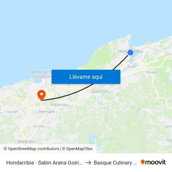 Hondarribia - Sabin Arana Goiri 8 Parean to Basque Culinary Center map