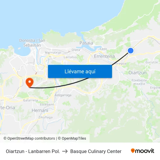 Oiartzun - Lanbarren Pol. to Basque Culinary Center map