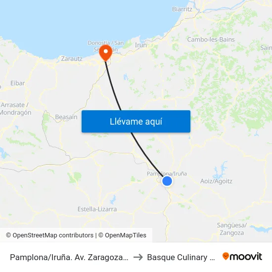 Pamplona/Iruña. Av. Zaragoza Prox. 72 to Basque Culinary Center map