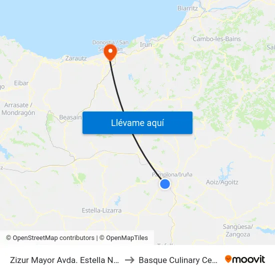 Zizur Mayor Avda. Estella Nº 18 to Basque Culinary Center map