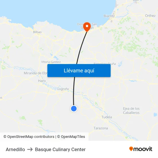 Arnedillo to Basque Culinary Center map