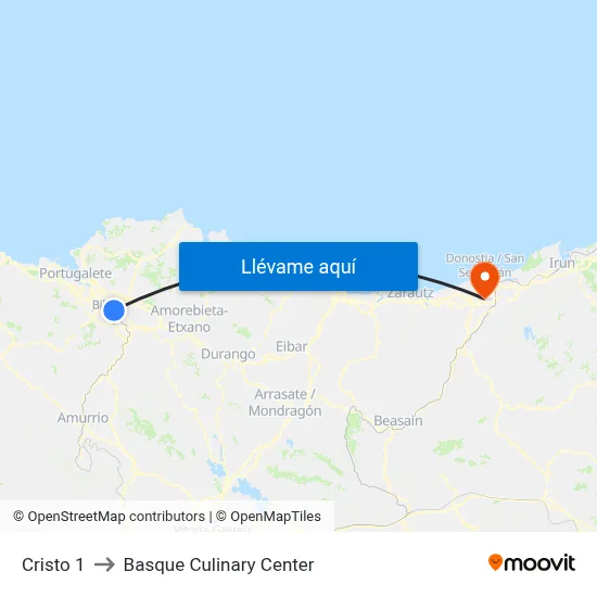 Cristo 1 to Basque Culinary Center map