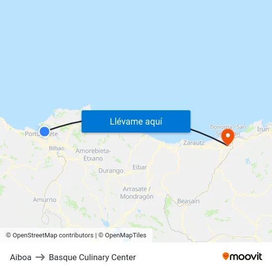 Aiboa to Basque Culinary Center map