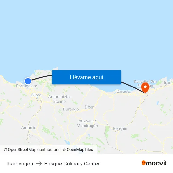 Ibarbengoa to Basque Culinary Center map