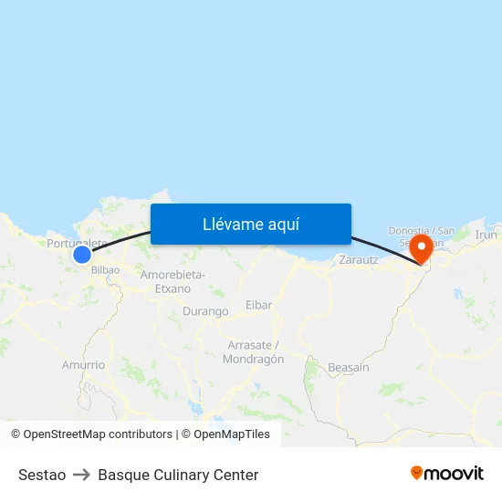 Sestao to Basque Culinary Center map