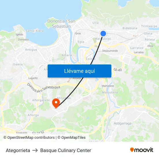 Ategorrieta to Basque Culinary Center map