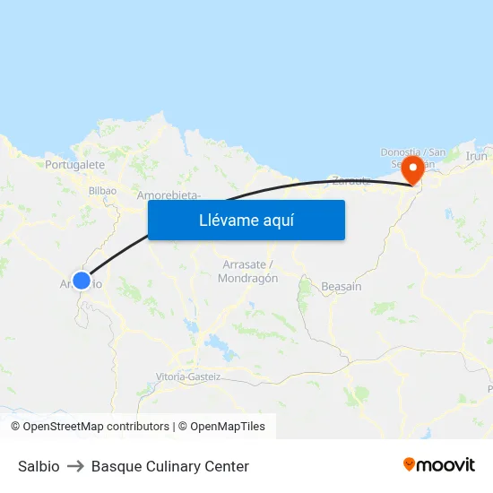 Salbio to Basque Culinary Center map