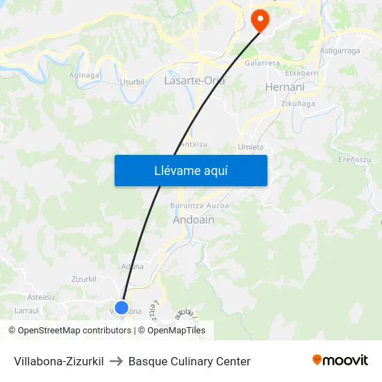 Villabona-Zizurkil to Basque Culinary Center map