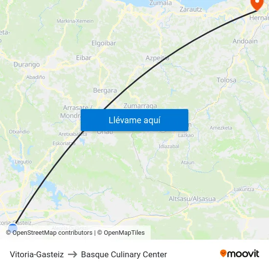 Vitoria-Gasteiz to Basque Culinary Center map