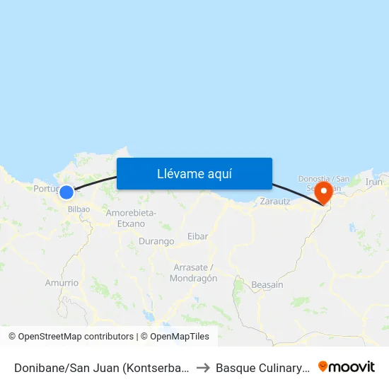 Donibane/San Juan (Kontserbatorioa) (11) to Basque Culinary Center map