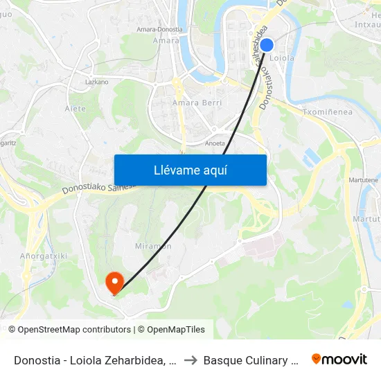 Donostia - Loiola Zeharbidea, La Salle to Basque Culinary Center map