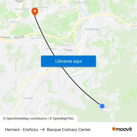 Hernani - Ereñozu to Basque Culinary Center map