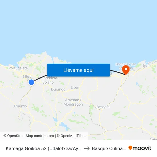 Kareaga Goikoa 52 (Udaletxea/Ayuntamiento) (294) to Basque Culinary Center map