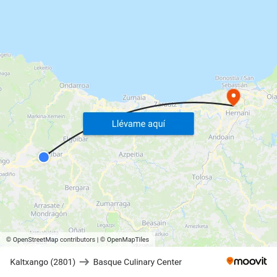 Kaltxango (2801) to Basque Culinary Center map