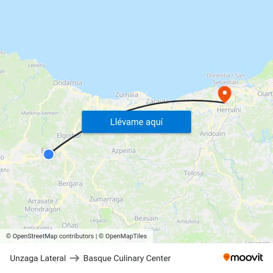 Unzaga Lateral to Basque Culinary Center map