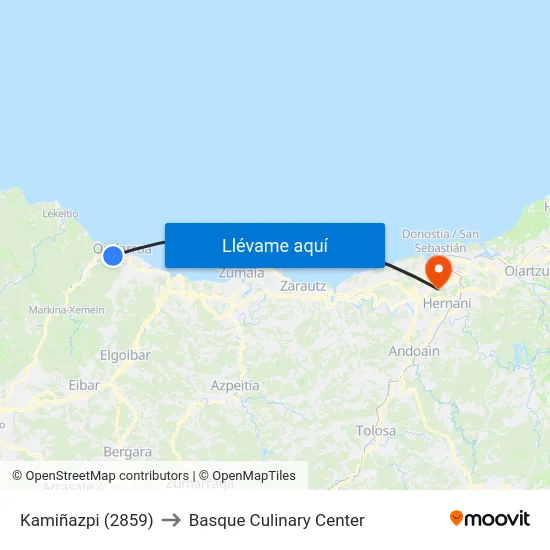 Kamiñazpi (2859) to Basque Culinary Center map